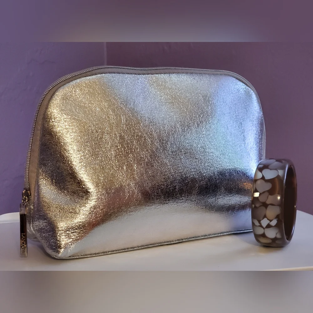 LANCÔME Reflective Silver Cosmetics  Case/Makeup Bag
